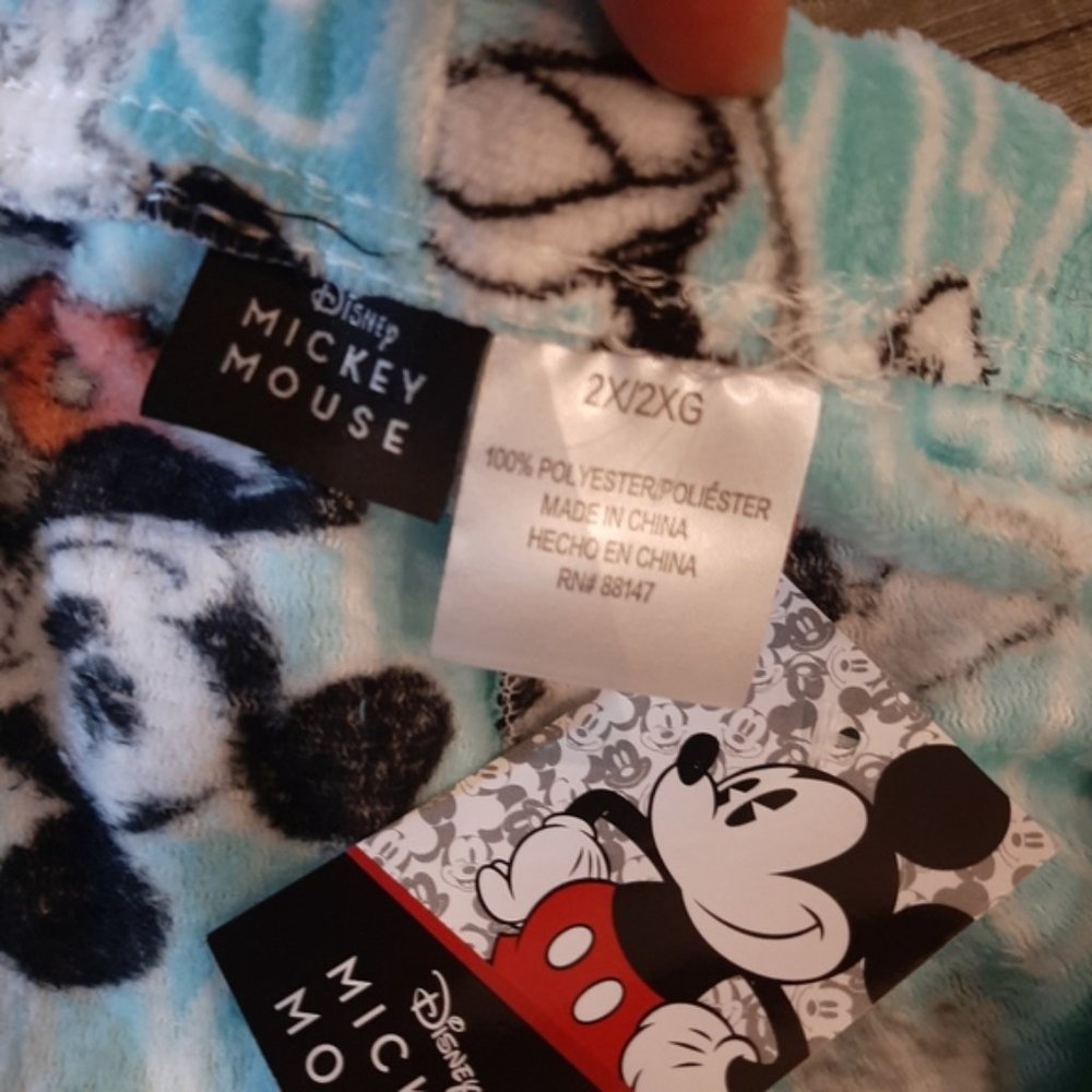 2X DISNEY Mickey Mouse Aqua Lounge Pants, Pajama Bottoms - Picture 9 of 10
